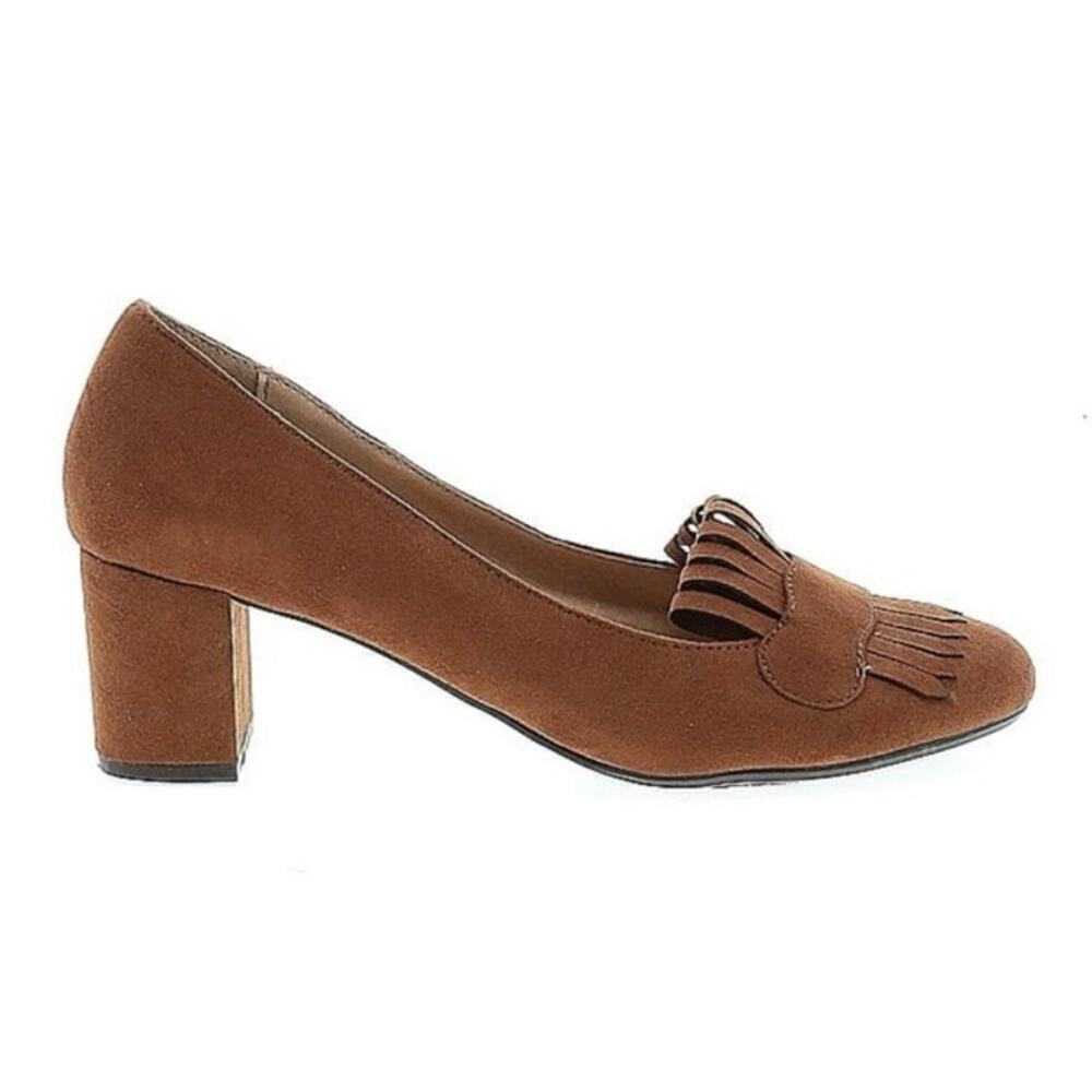 Chinese Laundry Anete Fringe Suede Block Heel Pumps sz 6.5 womens Oxford loafer